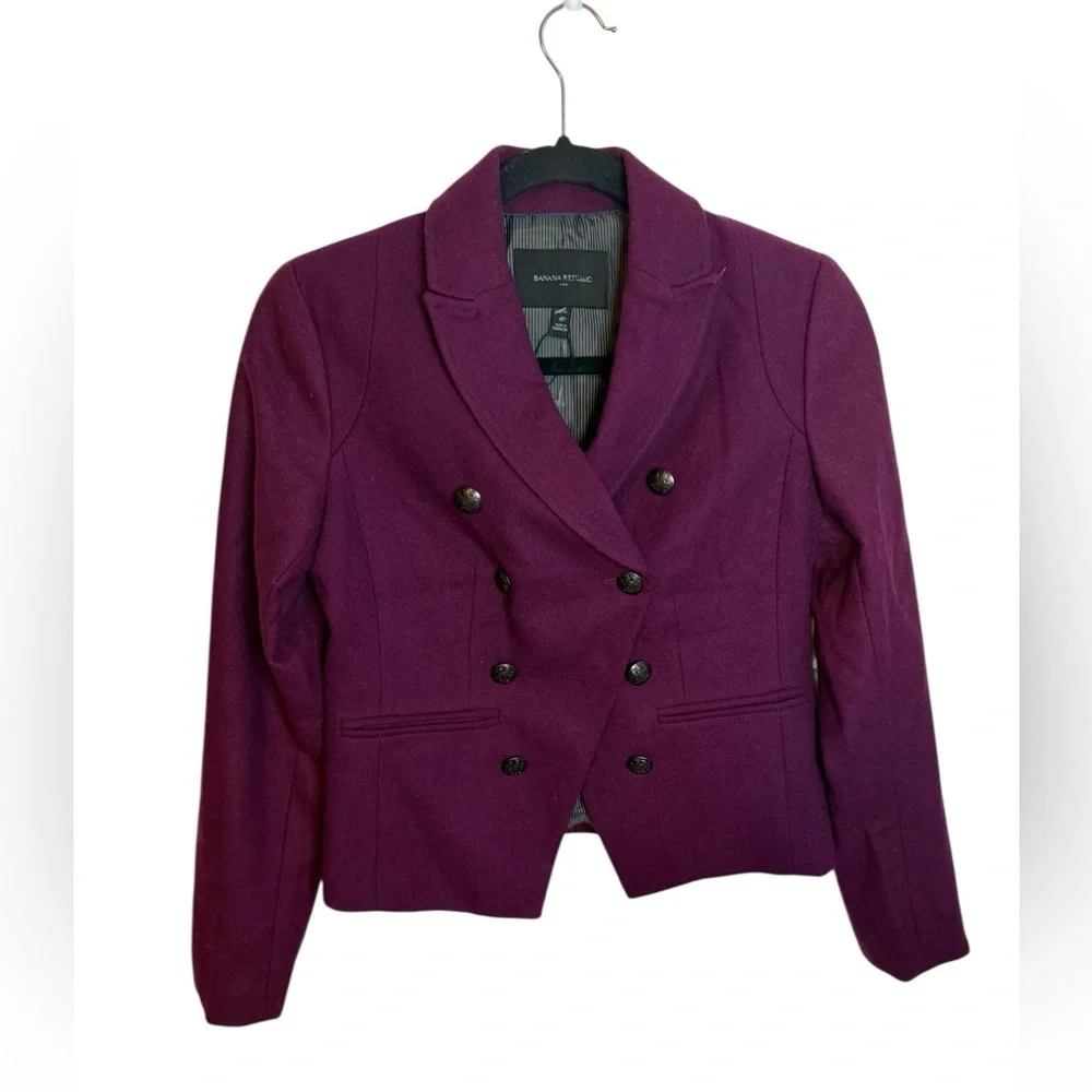 Banana Republic Plum Purple Wool Military Blazer